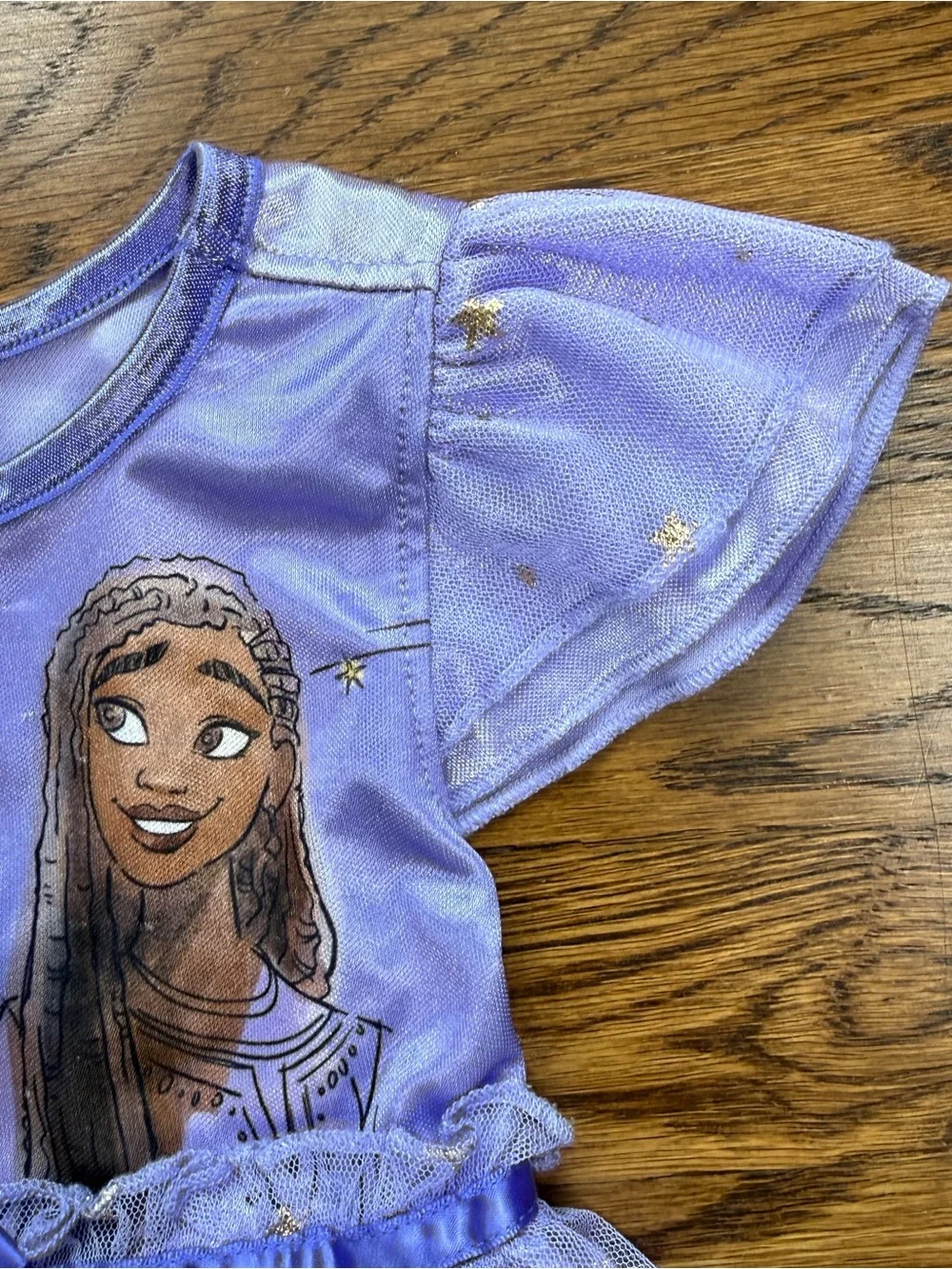 Disney Wish Girls Asha & Wishing Star Purple Princess Tulle Dress Star Print 3T - Picture 4 of 12
